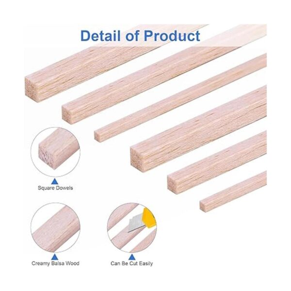 222 tiras de madera balsa cuadradas de madera de 18