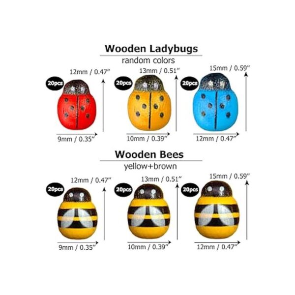 225 piezas de resina pequeña de abeja de madera_2