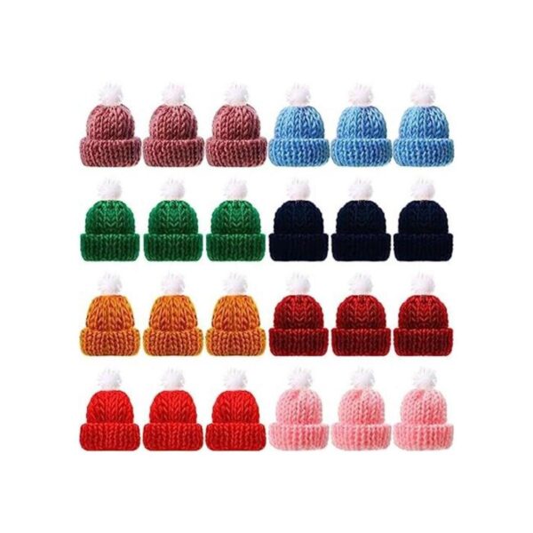 24 Pieces Mini Knitting Hats Christmas Mini Knitting Doll_1