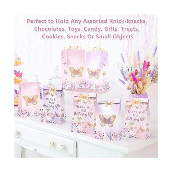 24 bolsas de caramelo de mariposa bolsas de regalo rosa y_2