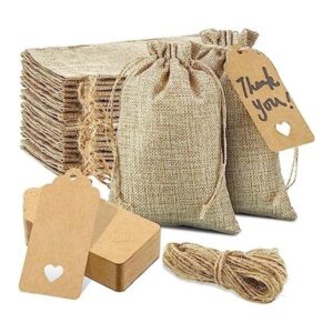 24 bolsas de regalo de arpillera marrón de 5.0 x 7.4 in