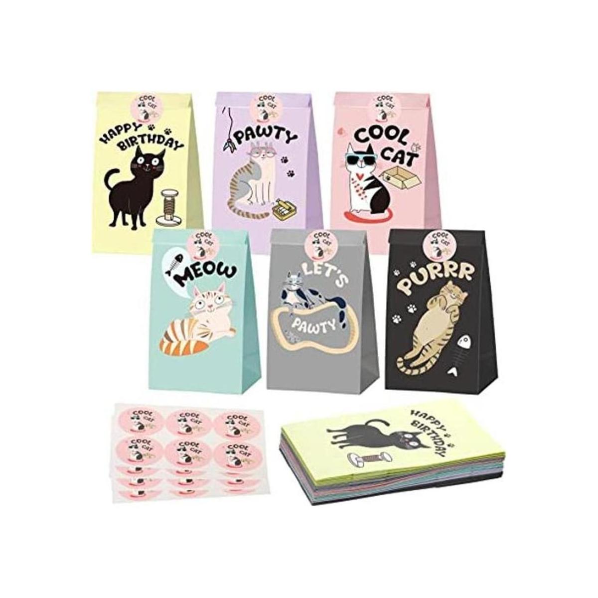 24 bolsas de regalo de fiesta de gatos bolsas de