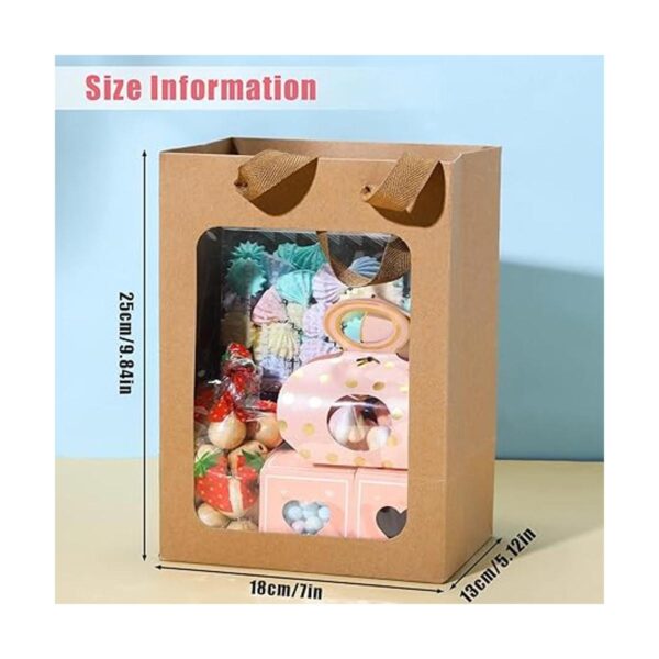 24 bolsas de regalo de papel marrón con ventana