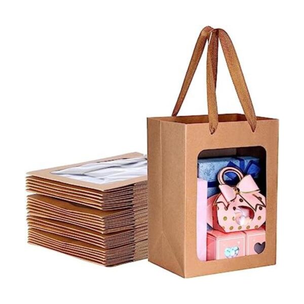 24 bolsas de regalo de papel marrón con ventana