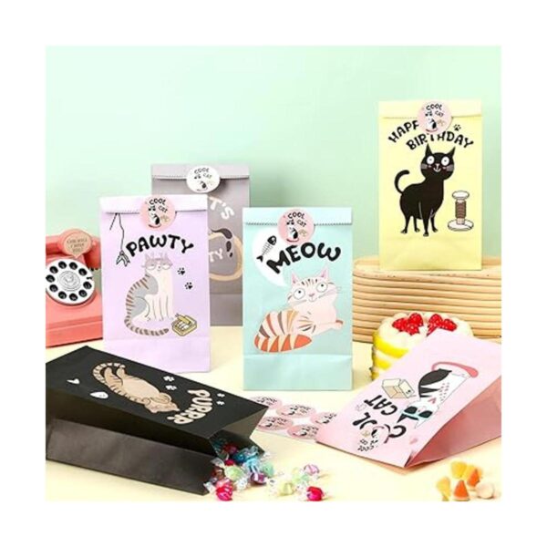 24 bolsas de regalo de fiesta de gatos bolsas de