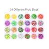 24 cajas de abalorios de rodajas de frutas para resina