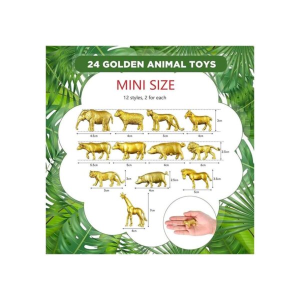 24 figuras de animales de plástico dorado juguetes de