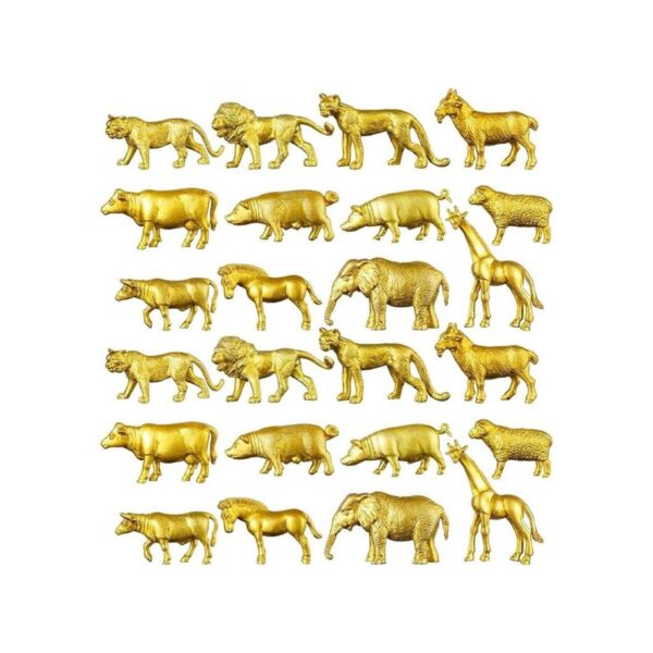 24 figuras de animales de plástico dorado juguetes de