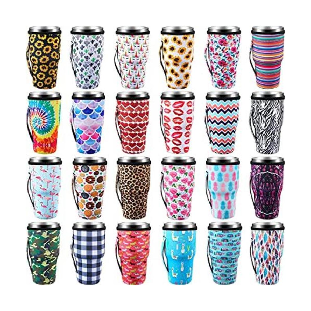 24 fundas de taza de café helado reutilizables para