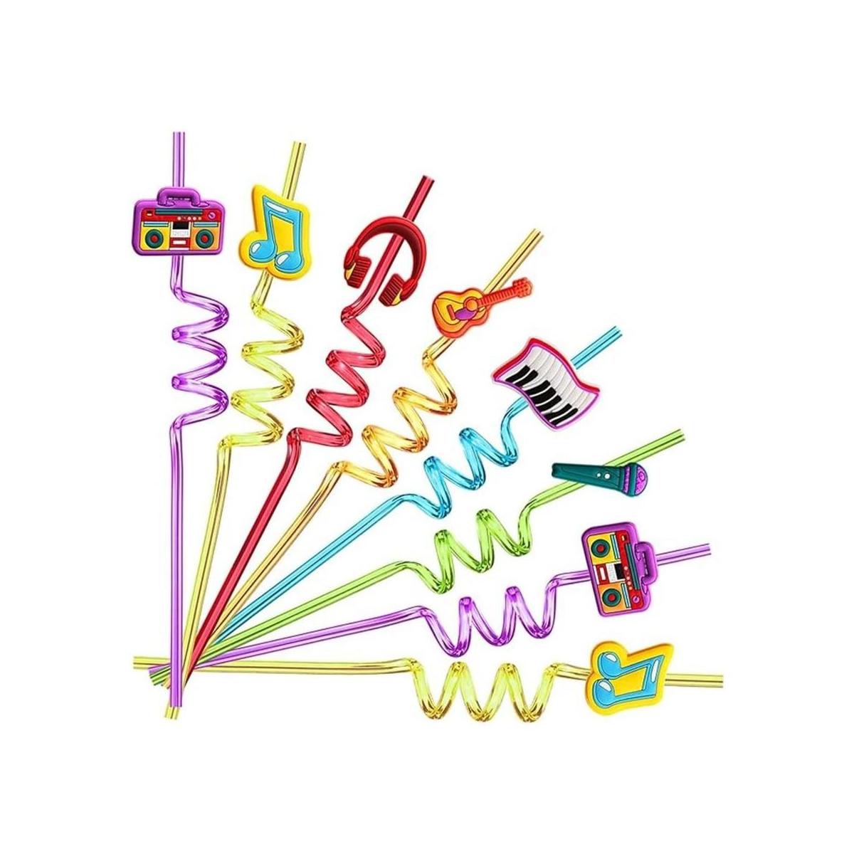 24 pajitas para beber música para niños Tik Tok Rockstar