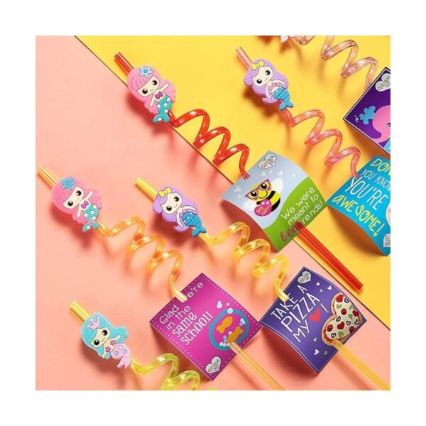 24 pajitas reutilizables de sirena para niños y niñas