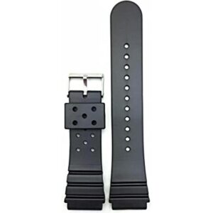 24 mm. correa de reloj de goma negro Cómodo y Duradero_1