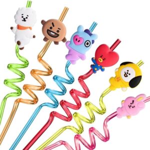 24 pajitas BTS con 2 cepillos de limpieza 6 diseños