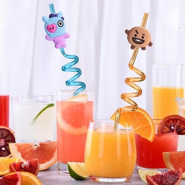 24 pajitas BTS con 2 cepillos de limpieza 6 diseños