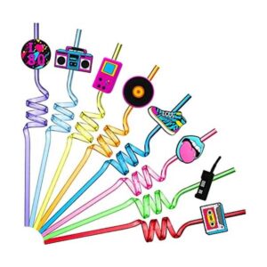 24 pajitas retro para decoración de fiestas de los años 80_1