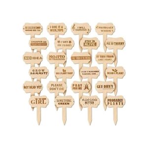 24 marcadores divertidos para plantas de madera etiquetas