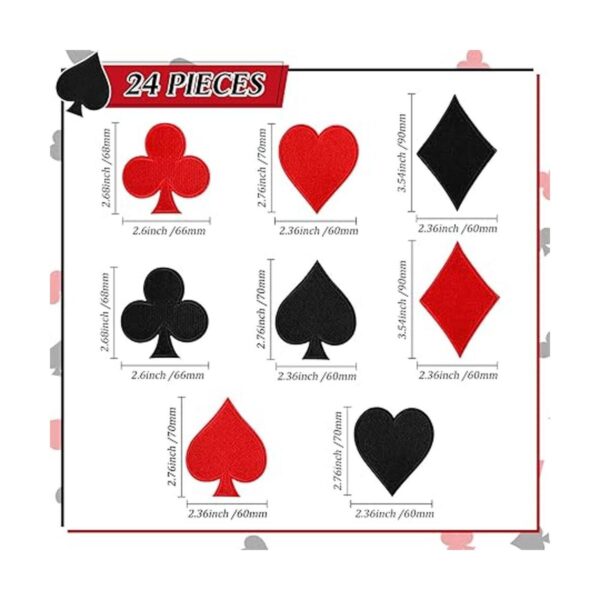 24 parches para jugar con plancha color rojo y negro con
