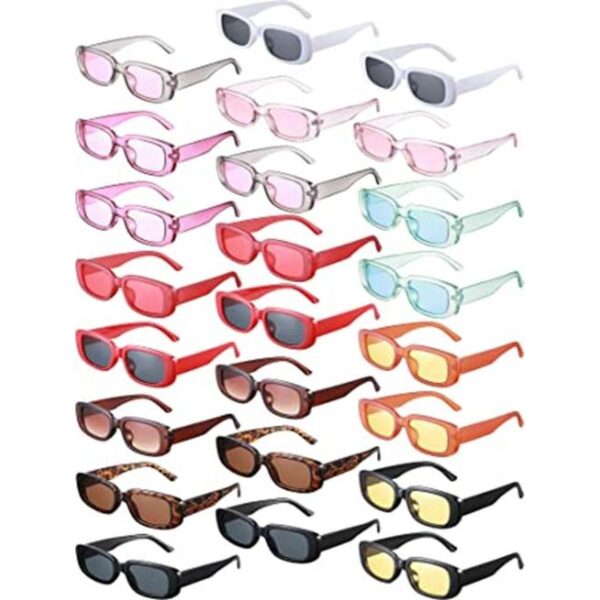 24 pares de lentes de sol rectangulares Y2K gafas de sol