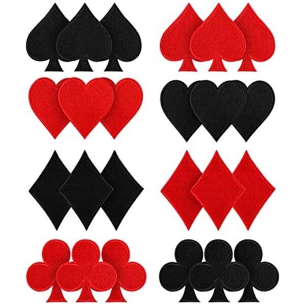 24 parches para jugar con plancha color rojo y negro con