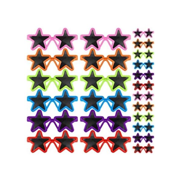 24 pares de gafas de sol con estrellas de neón para niños_1