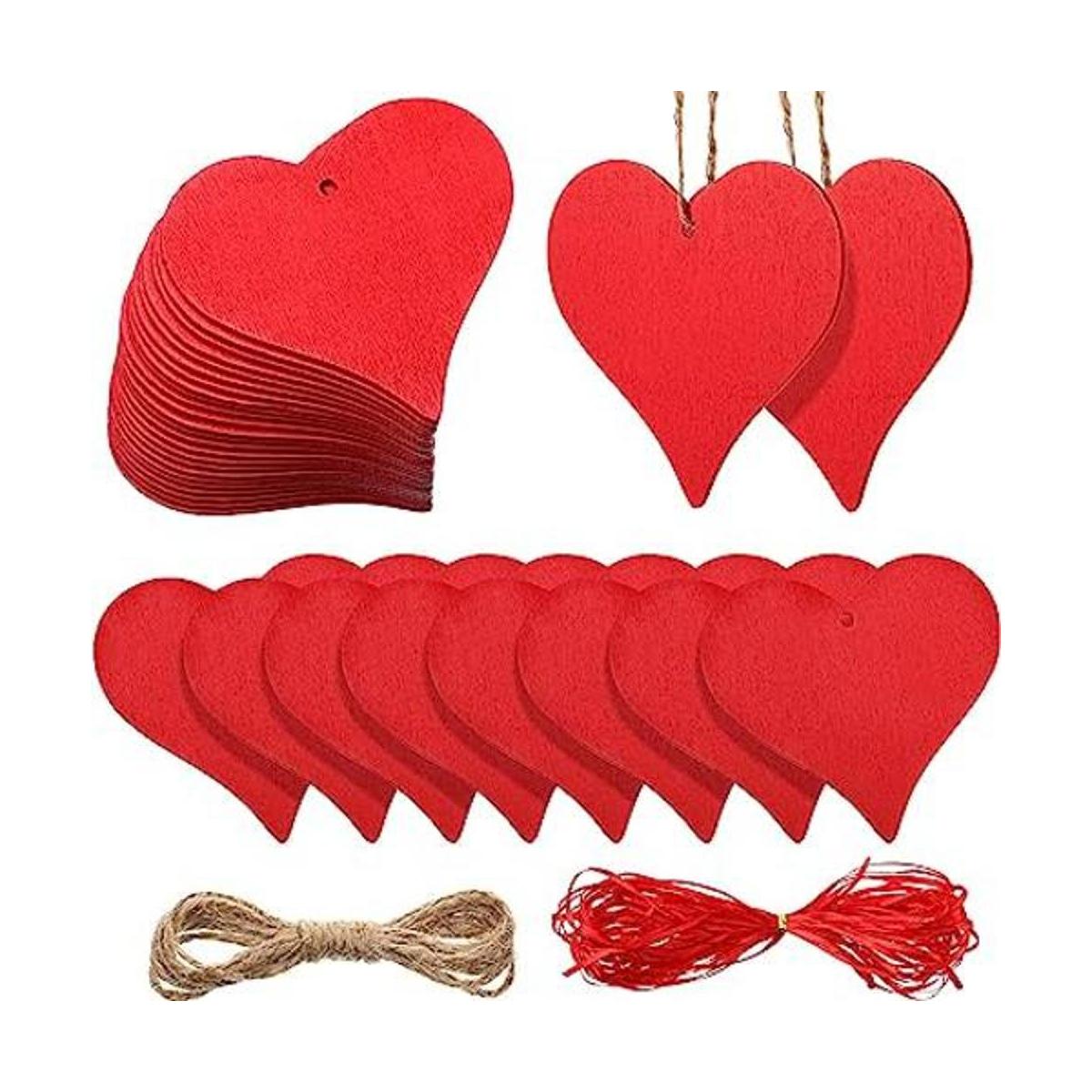 24 piezas de adorno de madera con forma de corazón para el