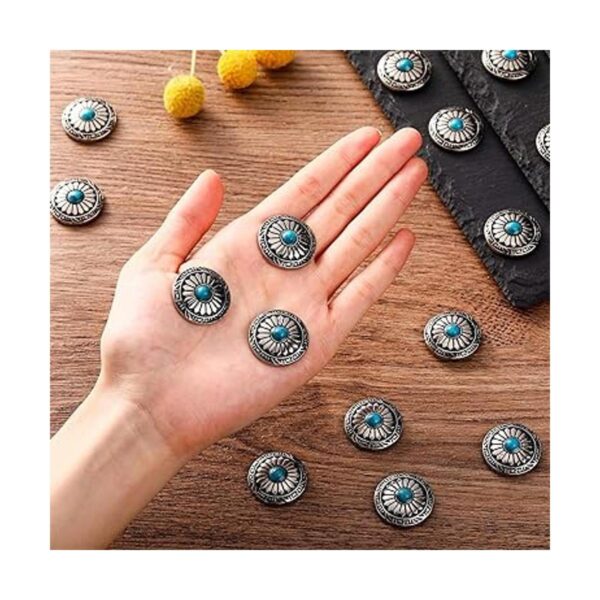 24 piezas de conchos redondos de imitación turquesa
