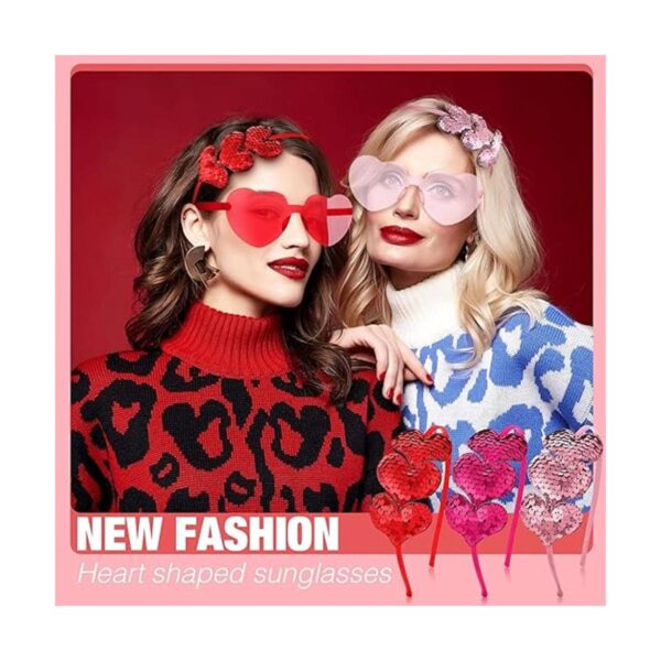 24 piezas de diadema con lentejuelas de corazón y gafas de