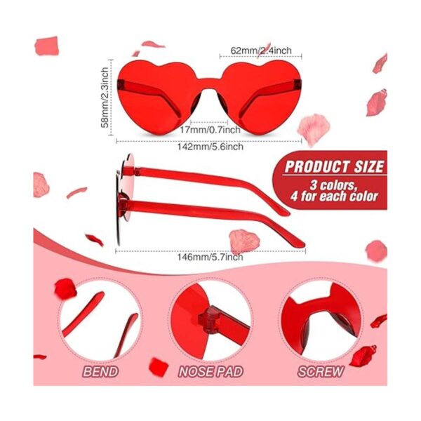 24 piezas de diadema con lentejuelas de corazón y gafas de