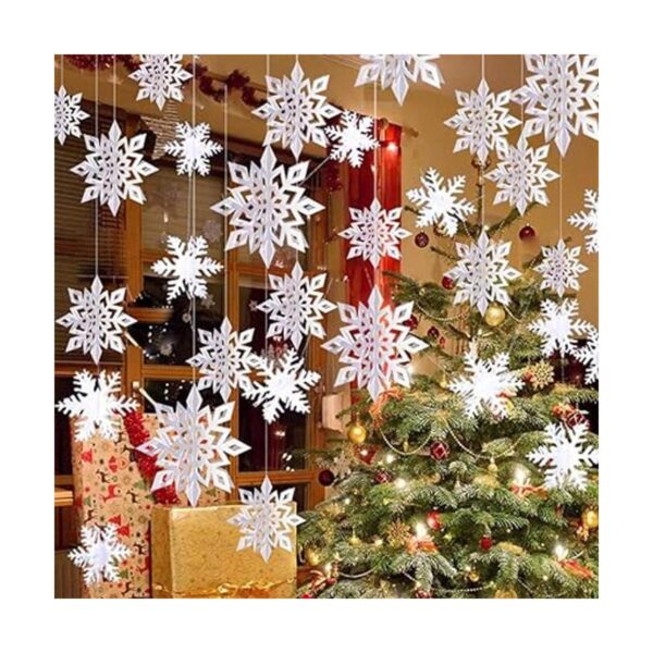 24 piezas de copos de nieve colgantes de Navidad 12 copos