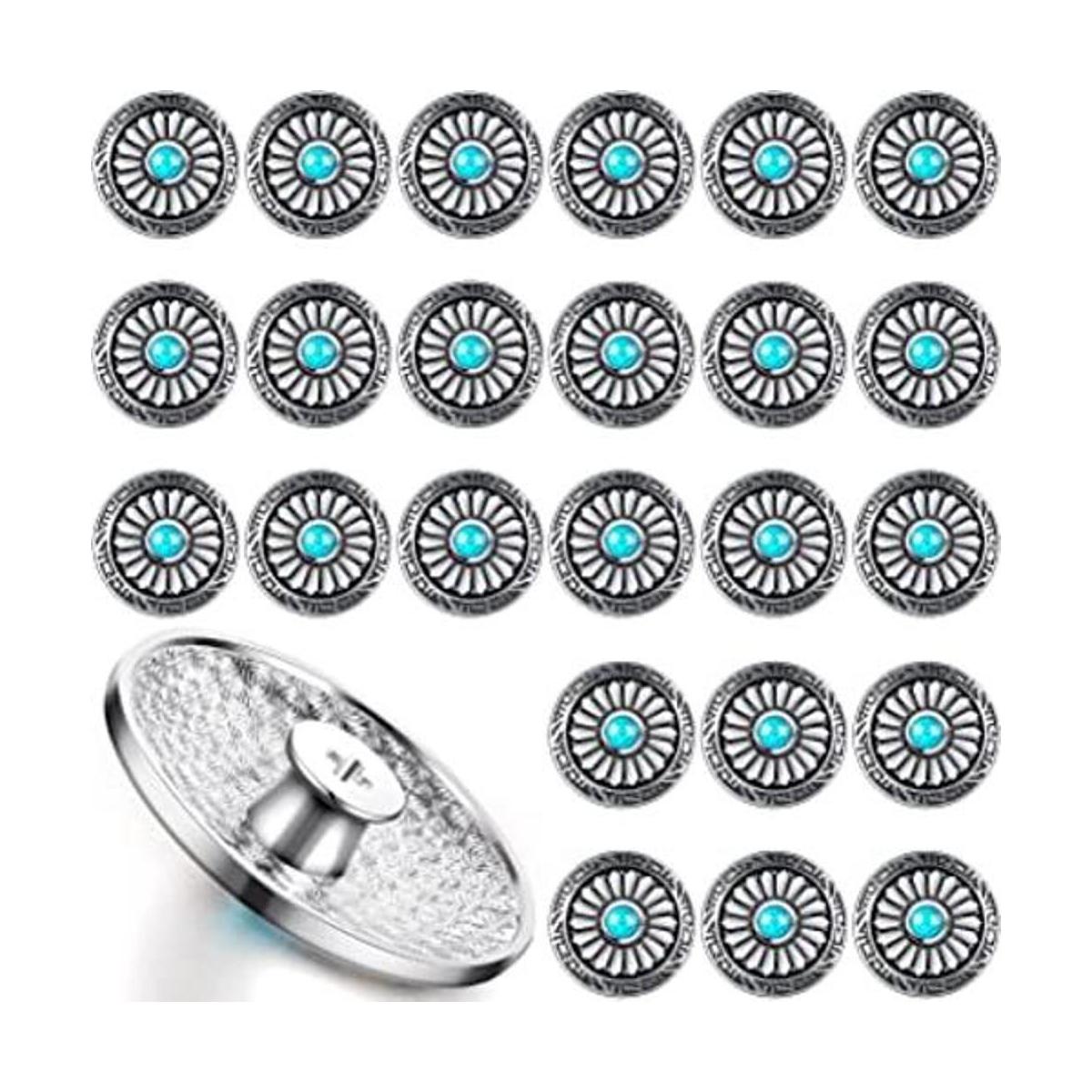 24 piezas de conchos redondos de imitación turquesa