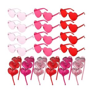 24 piezas de diadema con lentejuelas de corazón y gafas de