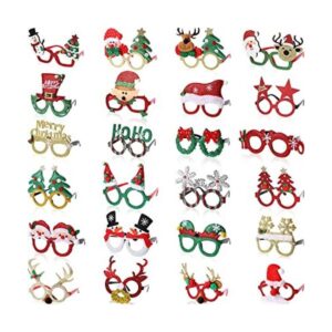 24 piezas de marco de gafas de Navidad con purpurina para_1