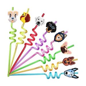 24 recuerdos de fiesta de perro pajitas de plástico_1