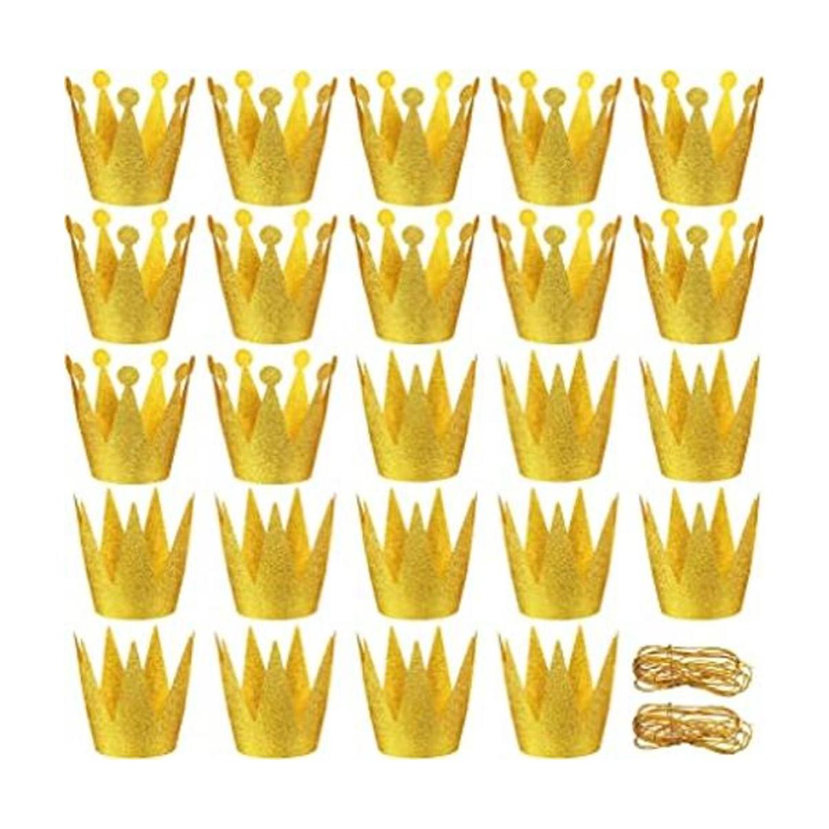 24 sombreros de corona dorados coronas de papel para
