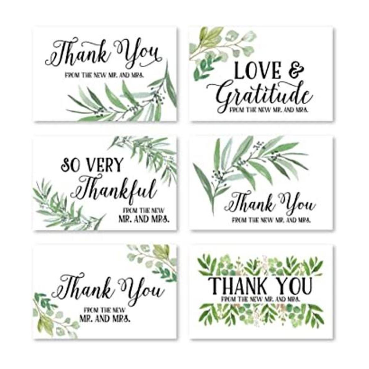 24 tarjetas de agradecimiento para boda con sobres