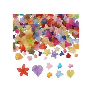 240 cuentas acrílicas esmeriladas transparentes de flores_1