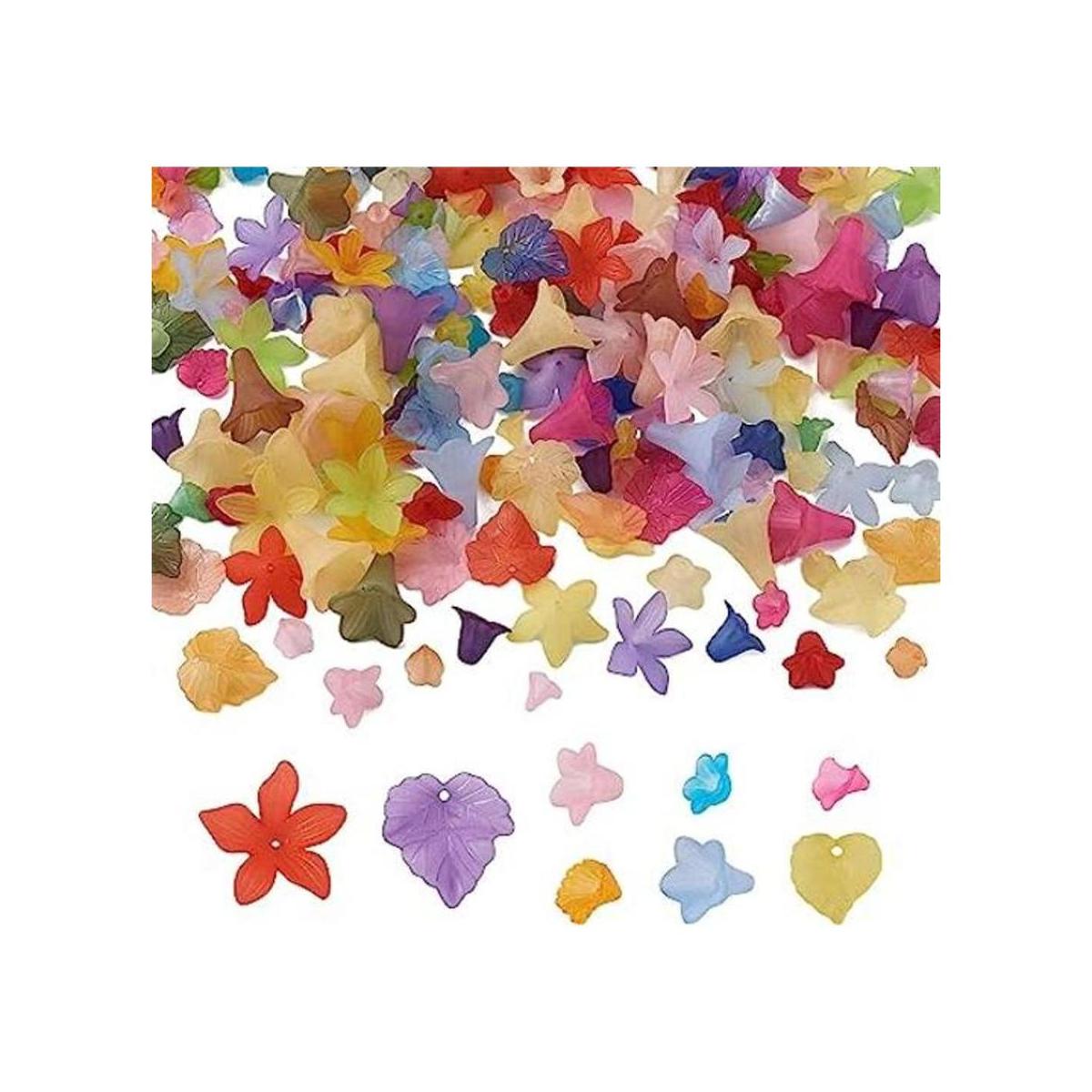 240 cuentas acrílicas esmeriladas transparentes de flores