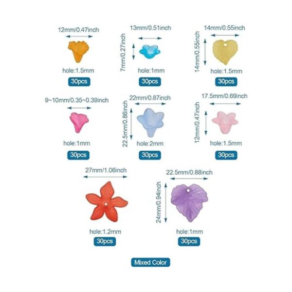 240 cuentas acrílicas esmeriladas transparentes de flores_6