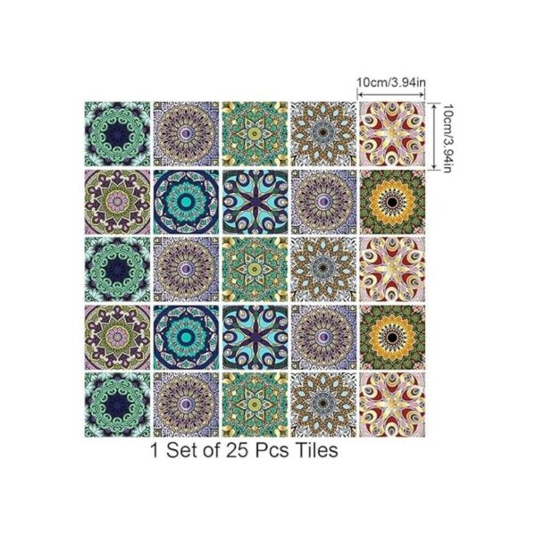 25 calcomanías de azulejos estilo mandala 4 x 4 pulgadas