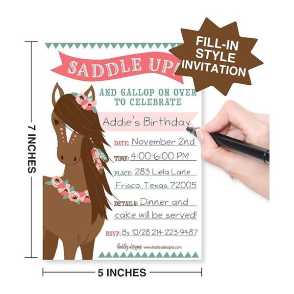 25 invitaciones de fiesta de cumpleaños para pony