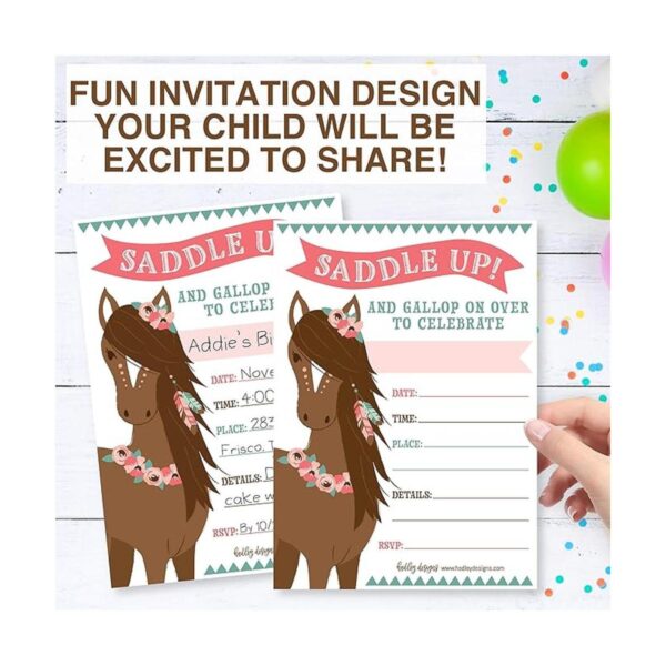 25 invitaciones de fiesta de cumpleaños para pony