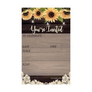 25 invitaciones de girasol madera rústica y encaje con 25_1