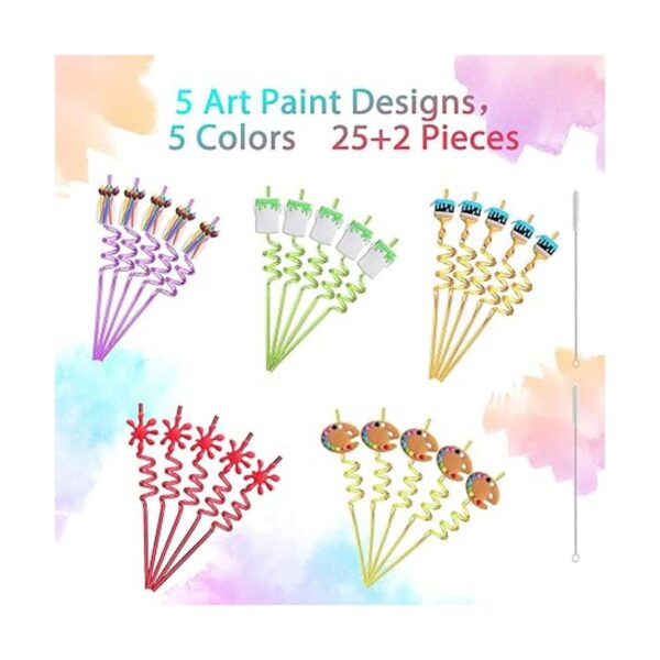 25 pajitas de pintura artística reutilizables para sorber
