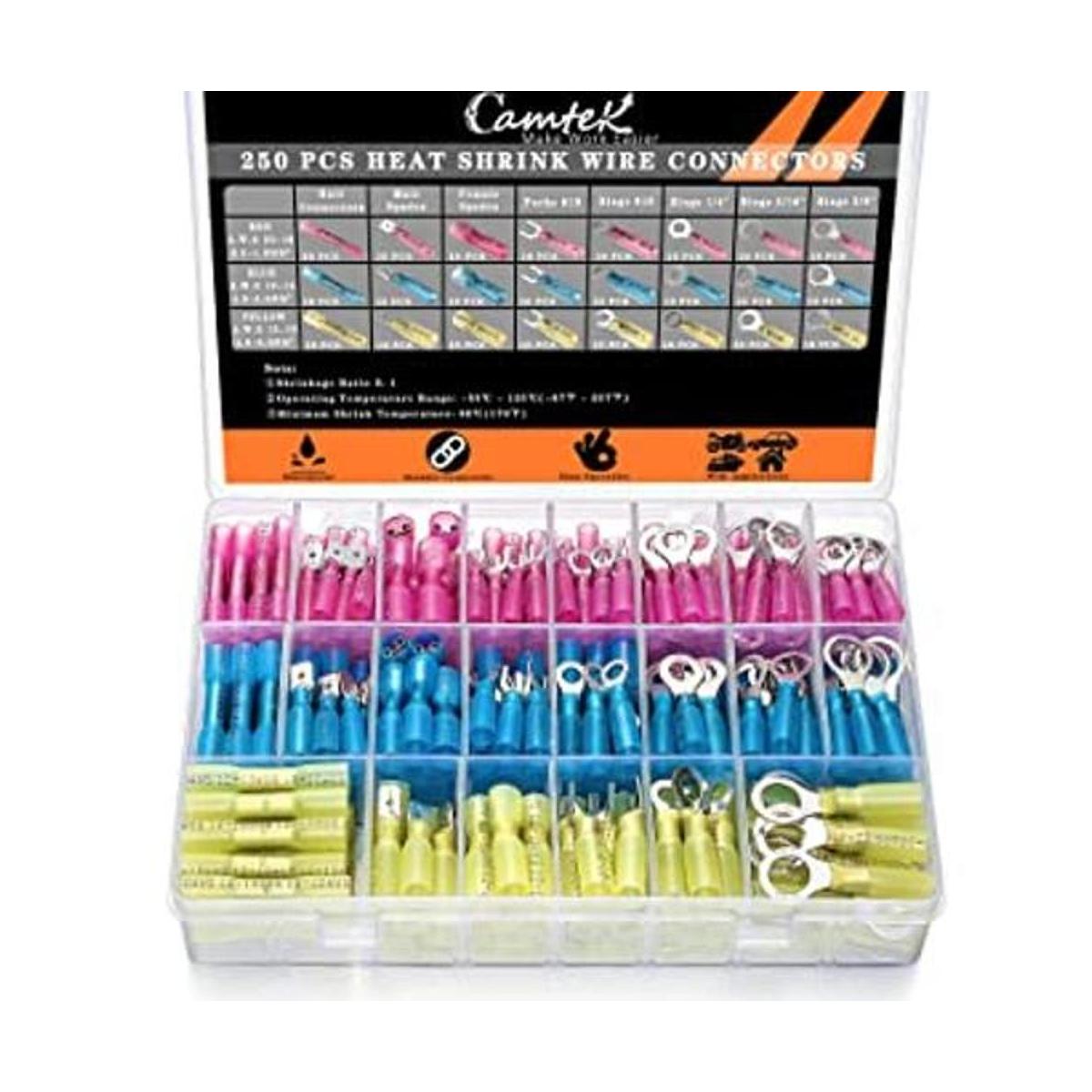 250 conectores de alambre termorretráctiles 2210 AWG