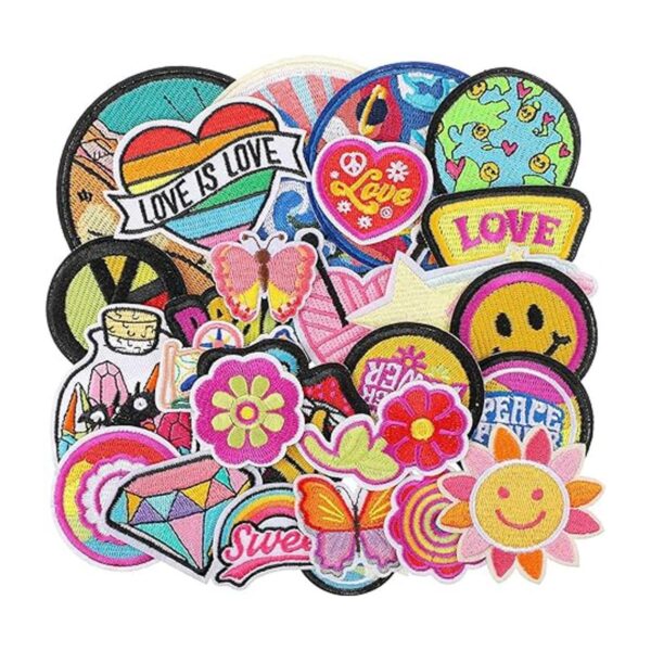 26 piezas de apliques termoadhesivos hippie retro parches