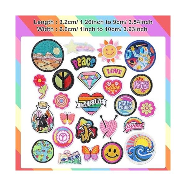 26 piezas de apliques termoadhesivos hippie retro parches