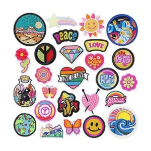 26 piezas de apliques termoadhesivos hippie retro parches