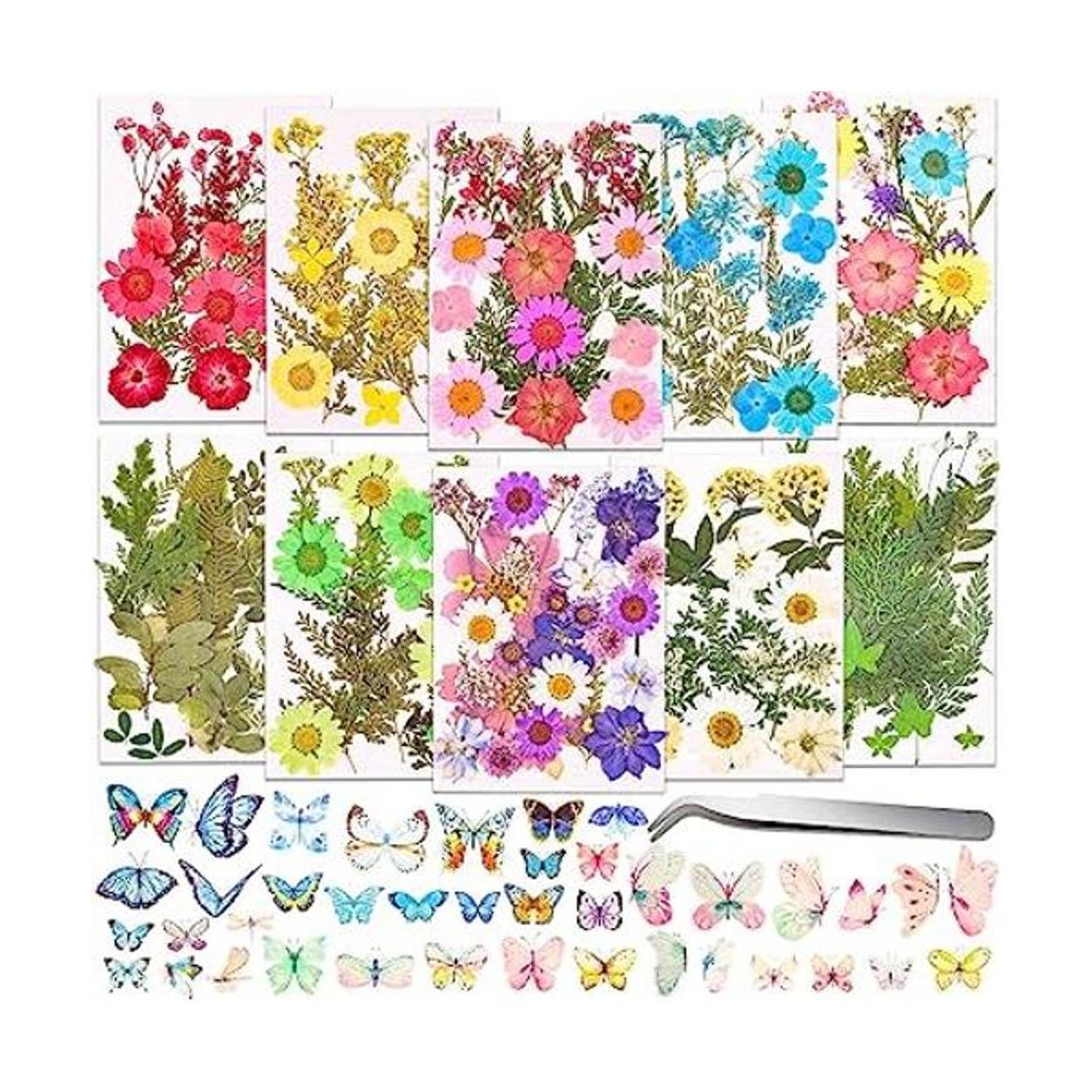 297 calcomanías de mariposa prensadas secas para resina