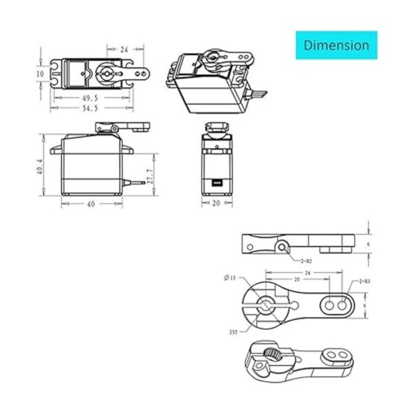 2pcs DS3225 25KG 270 Degree High Torque RC Digital Servo