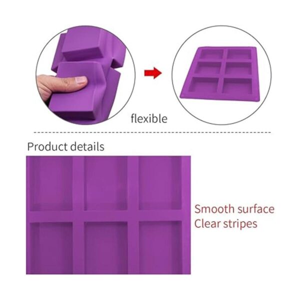3 PCS Rectangle Silicone Molds SENHAI 6Cavity Cake Baking